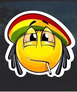 Emoji Reggae Smiley Smoker Window Decal Sticker