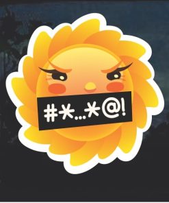 Emoji Sun Cursing Window Decal Sticker