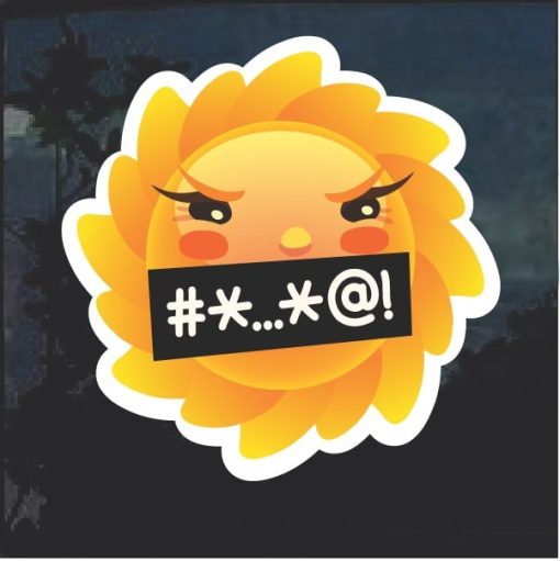 Emoji Sun Cursing Window Decal Sticker