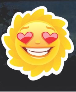 Emoji Sun Heart Eyes Smile Window Decal Sticker
