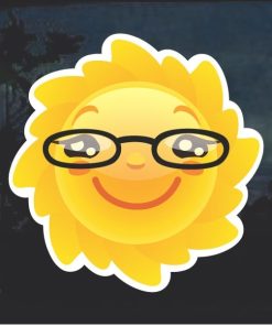 Emoji Sun Nerd Glasses Window Decal Sticker