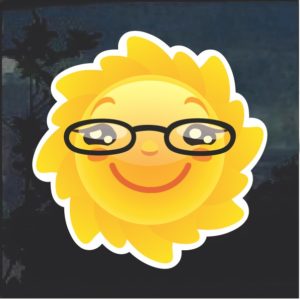 Emoji Sun Nerd Glasses Window Decal Sticker