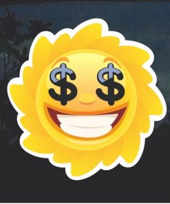 Emoji Sun Smiling Dollar Signs Window Decal Sticker