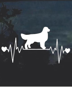 Golden Retriever Love Heartbeat Window Decal Sticker