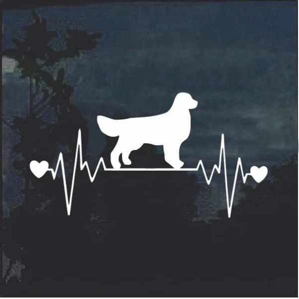 Golden Retriever Love Heartbeat Window Decal Sticker