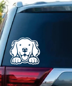 Golden Retriever Peeking Window Decal Sticker