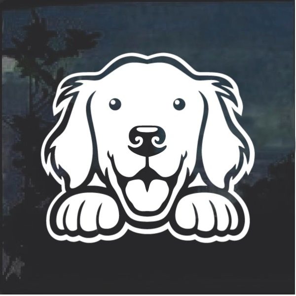 Golden Retriever Peeking Window Decal Sticker