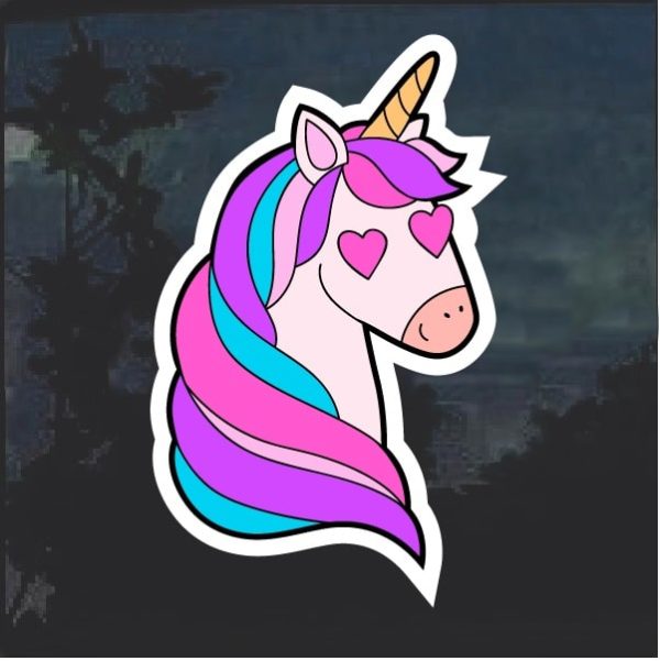 Heart Eyed Unicorn Window Decal Sticker