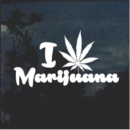 I Love Marijuana Cannabis Window Decal Sticker