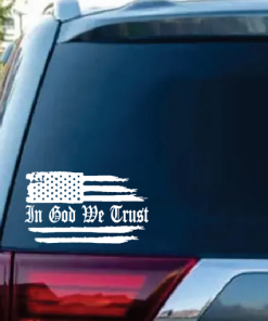 In God We Trust Weathered Flag Window Decal Sticker