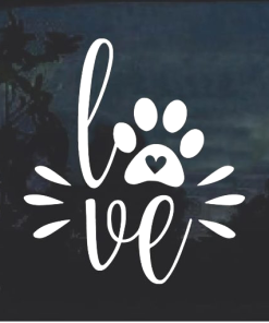 Love Puppy Paw Print Window Decal Sticker