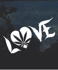 Marijuana Cannabis Love Heart Window Decal Sticker
