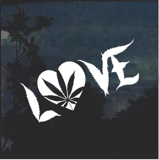 Marijuana Cannabis Love Heart Window Decal Sticker