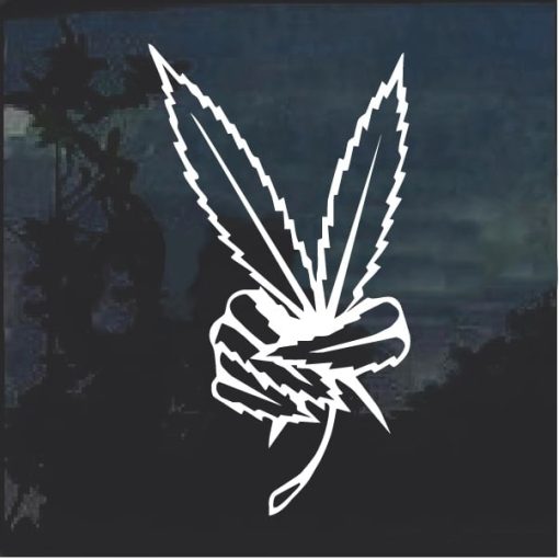 Marijuana Peace Sign Cannabis Window Decal Sticker