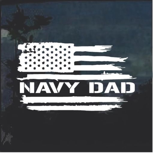 Navy Dad Weathered Flag Window Decal Sticker
