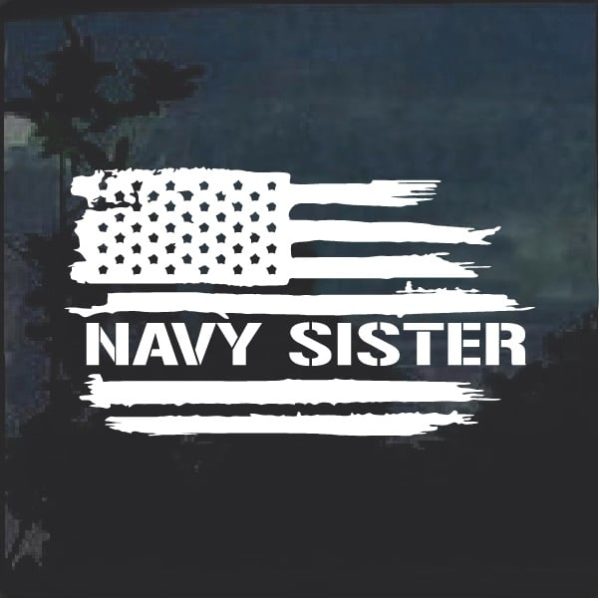 Navy Sister Weathered Flag Window Decal Sticker