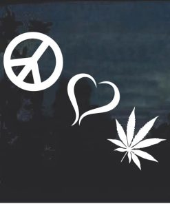 Peace Love Marijuana Cannabis Window Decal Sticker