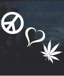 Peace Love Marijuana Cannabis Window Decal Sticker