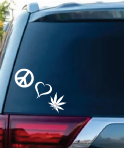 Peace Love Marijuana Cannabis Window Decal Sticker