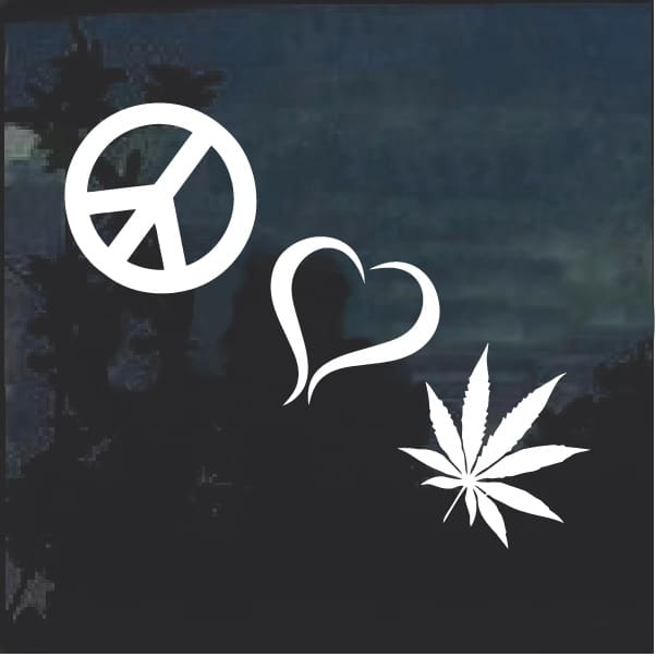 Download Peace Love Marijuana Cannabis Window Decal Sticker | Custom Sticker Shop