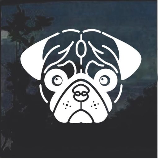 Pug Face Dog Window Decal Sticker