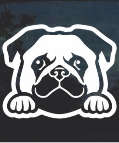 Pug Peeking Dog Window Decal Sticker