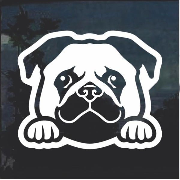Pug Peeking Dog Window Decal Sticker