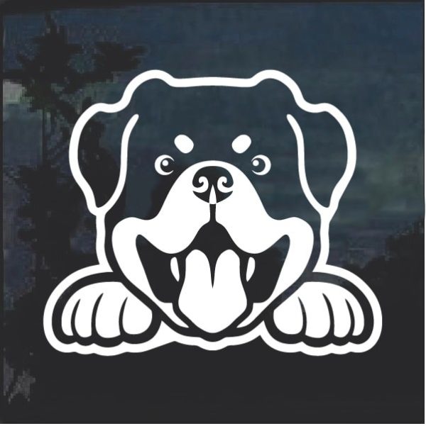 Rottweiler Peeking Dog Window Decal Sticker