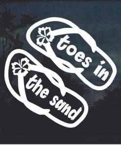 Toes in the sand Flip Flops Window Decal Sticker