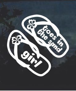Toes in the sand Girl Window Decal Sticker