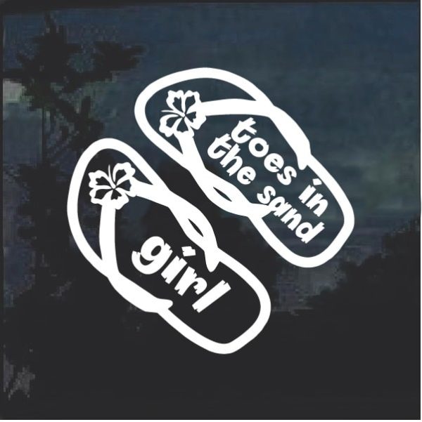 Toes in the sand Girl Window Decal Sticker