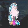Unicorn Farting Rainbows Funny Window Decal Sticker