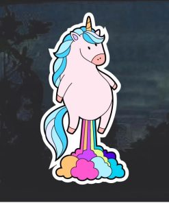 Unicorn Farting Rainbows Funny Window Decal Sticker