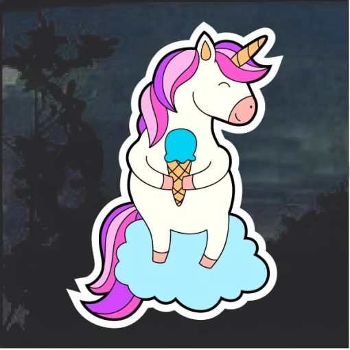 Unicorn With Ice Cream Cone Window Decal Sticker
