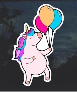 Unicorn with Balloons Window Decal Sticker
