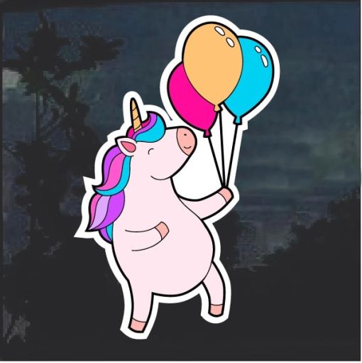 Unicorn with Balloons Window Decal Sticker