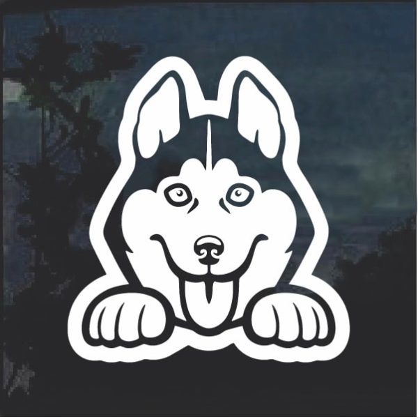 Husky Peeking Dog Window Decal Sticker
