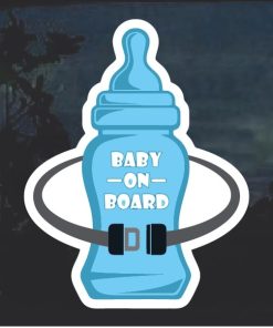 Baby On Board Blue Bottle Window Decal Sticker