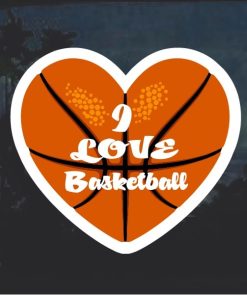 Love Basketball Heart Window Decal Sticker