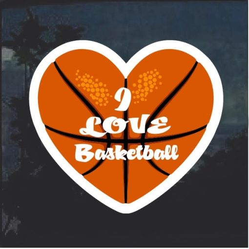 Love Basketball Heart Window Decal Sticker