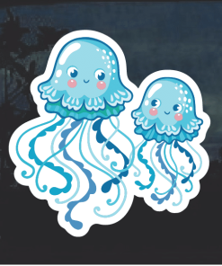 Blue Jellyfish Window Decal Sticker