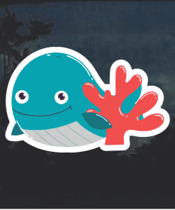 Blue Whale cartoon Window Decal Sticker