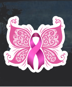 Breast Cancer Butterfly Ribbon color Decal Sticker