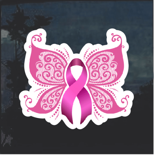Breast Cancer Butterfly Ribbon color Decal Sticker