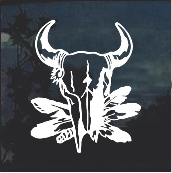 Bull Skull Design Window Decal Sticker