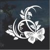 Butterfly On Plant Design Window Decal Sticker