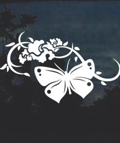 Butterfly with floral Window Decal Sticker