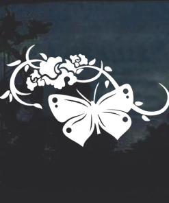 Butterfly Flower window decal Sticker D1