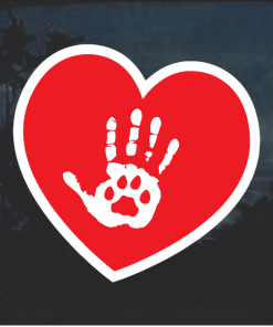 Cat Heart paw hand Window Decal Sticker