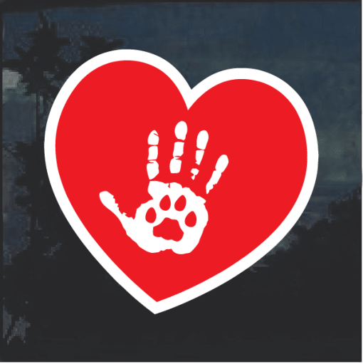 Cat Heart paw hand Window Decal Sticker